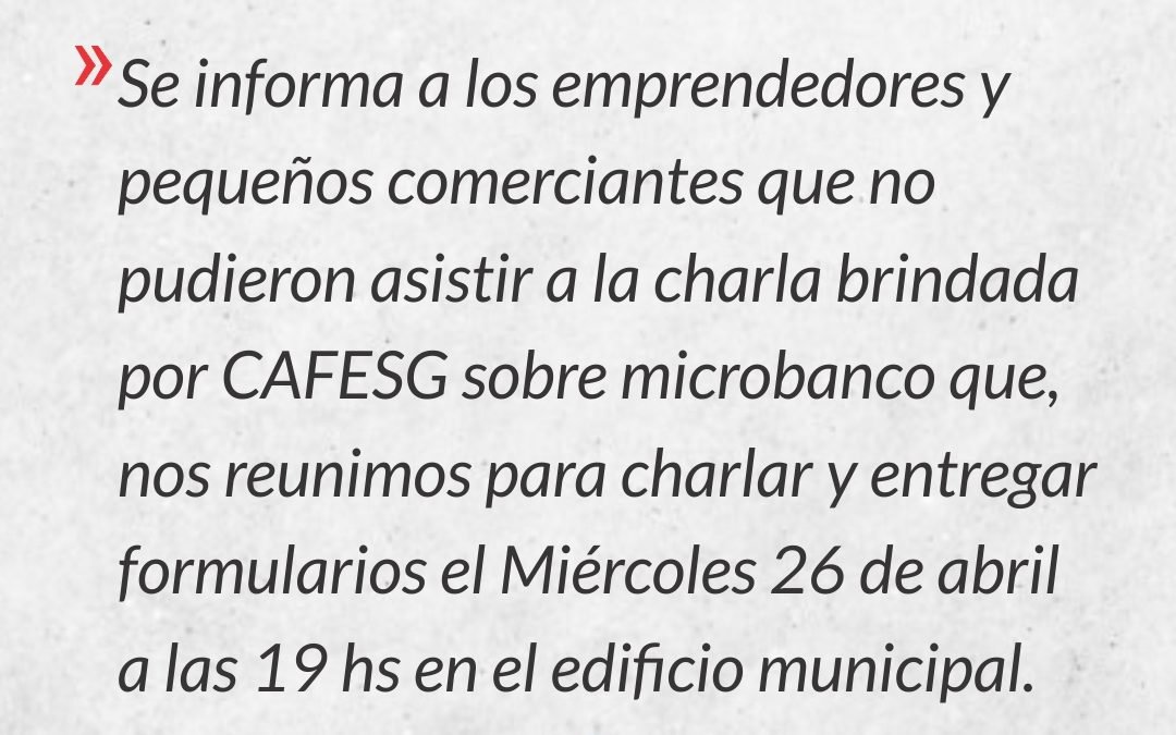 IMPORTANTE: MICROEMPRENDEDORES Y PEQUEÑOS COMERCIANTES