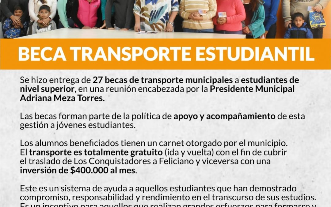 BECAS DE TRANSPORTE MUNICIPALES A ESTUDIANTES.