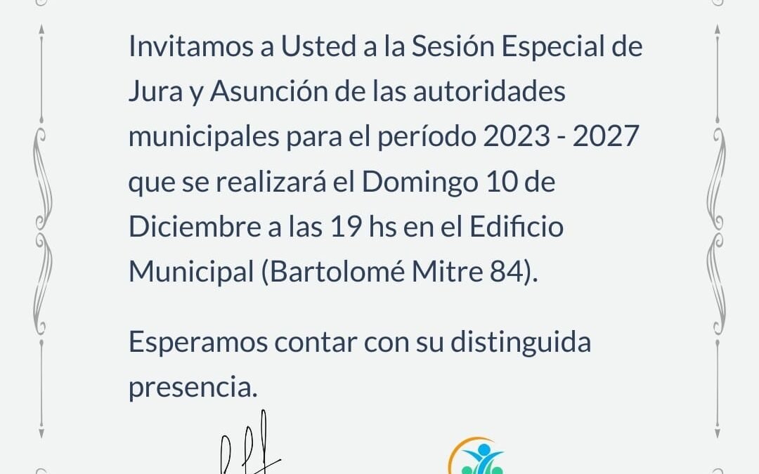 INVITACIÓN JURA Y ASUNCIÓN DE AUTORIDADES