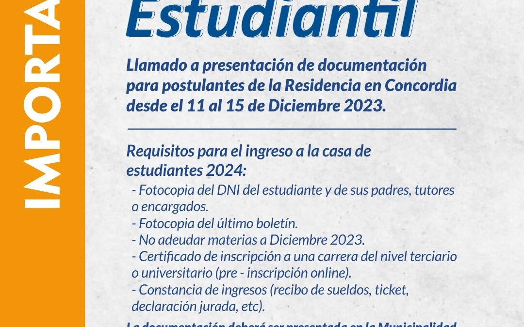 RESIDENCIA ESTUDIANTIL PRESENTACIÓN DE DOCUMENTACIÓN